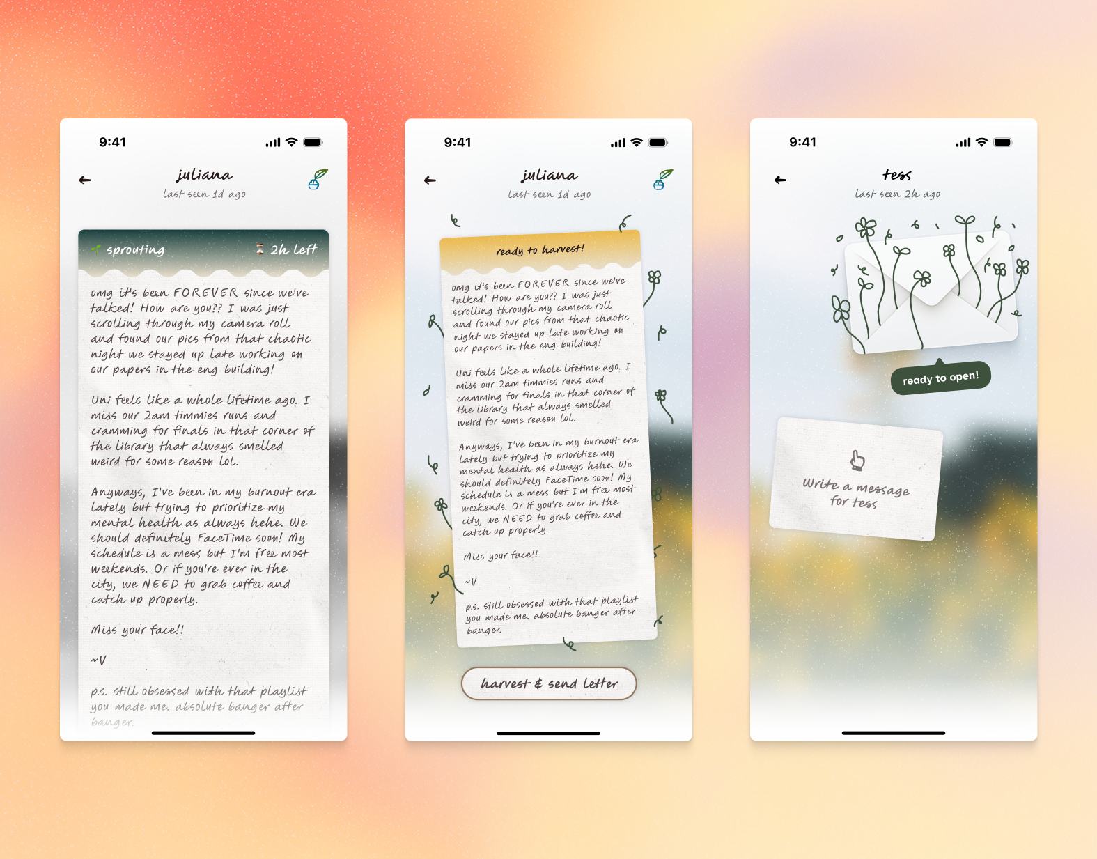 Snail mail app design